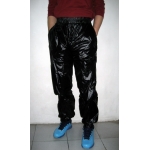 New unisex shiny nylon wet look sport trousers training jogging trouser black