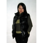 New unisex wet look shiny nylon puffy down jacket down vest