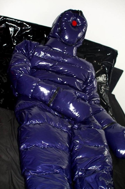 Unisex Shiny nylon down suit overall catsuit coat wet-look 2-5kg filling XS-4XL
