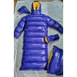 New unisex wet look shiny nylon winter coat down pullover sleeping bag overfilled