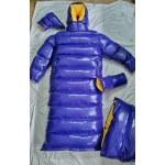 New unisex wet look shiny nylon winter coat down pullover sleeping bag overfilled customized