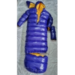 New unisex wet look shiny nylon winter coat down pullover sleeping bag overfilled