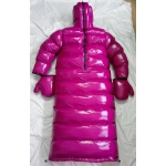 New unisex wet look shiny nylon winter coat down pullover overfilled