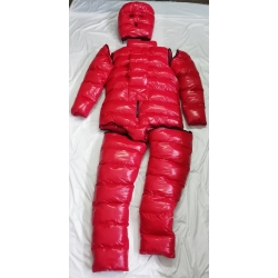 New shiny nylon wet look winter overalls straitjacket down diaper suit customized