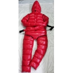 New shiny nylon wet look winter overalls straitjacket down diaper suit