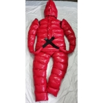 New shiny nylon wet look winter overalls straitjacket down diaper suit customized
