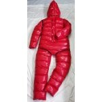 New shiny nylon wet look winter overalls straitjacket down diaper suit