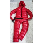 New shiny nylon wet look winter overalls straitjacket down diaper suit customized