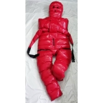 New shiny nylon wet look winter overalls straitjacket down diaper suit