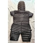 New shiny nylon wet look short overalls down jumpsuit SJ7031 customized