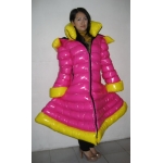 New wet look shiny nylon winter coat down dress cosplay M - 3XL