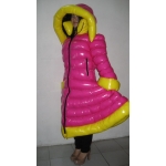 New wet look shiny nylon winter coat down dress cosplay M - 3XL