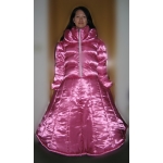 New wet look shiny satin down dress winter dress bespoke M - 3XL