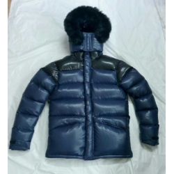 New shiny nylon wet look overfilled winter jacket down jacket with fur