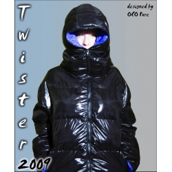 New glossy nylon down jacket winter jacket size XL blue