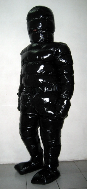 New unisex shiny nylon wet look puffer winter trousers down