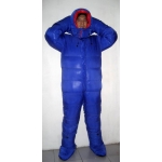 New unisex puffer shiny nylon duck down down suit wet look down overalls custom made