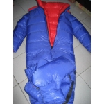 New unisex puffer shiny nylon duck down down suit wet look down overalls custom made