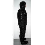 New unisex puffy shiny nylon duck down down suit wet look down overalls custom made