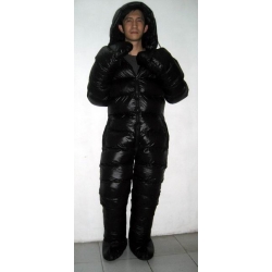 New unisex puffer shiny nylon winter overall wet look down suit custom made
