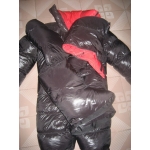 New unisex puffa shiny nylon duck down down suit wet look down overall custom made 