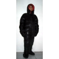 New unisex puffa shiny nylon goose down down suit wet look down overalls custom made