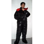 New unisex puffa shiny nylon goose down down suit wet look down overalls custom made