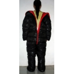 New unisex puffer shiny nylon duck down down suit wet look down overall custom made