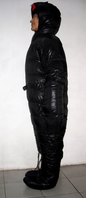 Unisex Shiny nylon down suit overall catsuit coat wet-look 2-5kg filling XS-4XL