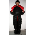 New unisex puffer shiny nylon duck down down suit wet look down overall custom made