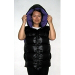 New unisex shiny nylon quilted winter waistcoat wet look puffer reversible bubble down vest