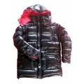 New unisex wet look shiny nylon down jacket down parka