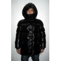 New unisex shiny nylon wet look puffy down jacket down parka