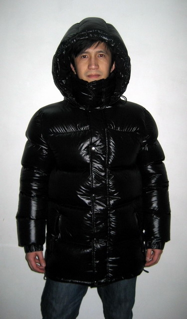 Shiny Glanznylon wet-look Daunenjacke Daunenmantel Mantel down jacket hood M-XXL 
