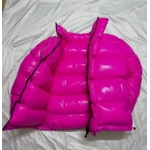 New unisex wet look shiny nylon winter jacket down jacket overfilled