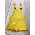 New unisex shiny nylon wet look short salopettes ski bibs snow bibs