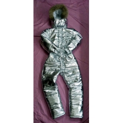 New unisex shiny silver wet look winter ski overalls sport suit S - 5XL customized
