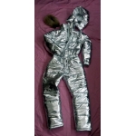 New unisex shiny silver wet look winter ski overalls sport suit S - 5XL