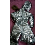 New unisex shiny silver wet look winter ski overalls sport suit S - 5XL customized