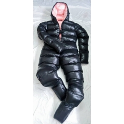 New unisex shiny winter overalls wet look down suit DO113P2500b