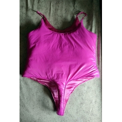 New shiny nylon wet look satin thong bodysuit