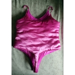 New shiny nylon wet look satin thong bodysuit