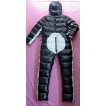 New unisex shiny nylon winter overalls wet look down suit 4 ways wear customized