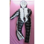 New unisex shiny nylon winter overalls wet look down suit 4 ways wear customized