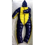 New unisex shiny nylon winter overalls wet look down suit 4 ways wear customized