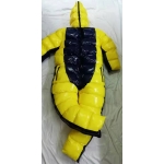 New unisex shiny nylon winter overalls wet look down suit 4 ways wear customized