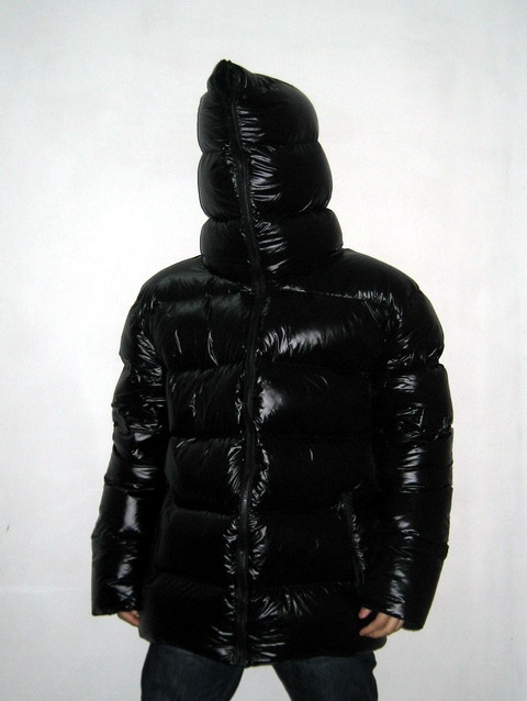 New unisex shiny nylon padded winter jacket wet look puffy down jacket ...