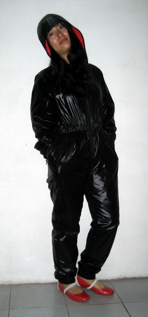 New shiny nylon wet look suit jumpsuit custom made S - 5XL