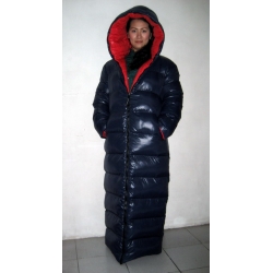 New unisex shiny nylon quilted winter coat wet look reversible down ...
