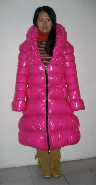 New shiny nylon wet look winter coat quilted down coat M - 3XL